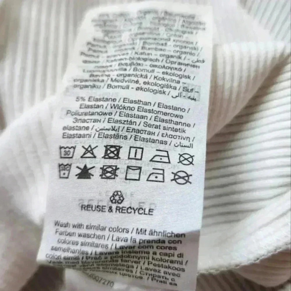 SELECTED Femme Long Sleeve Ribbed Tee Lettuce Hem White Crew Neck Women's Medium - Picture 9 of 13